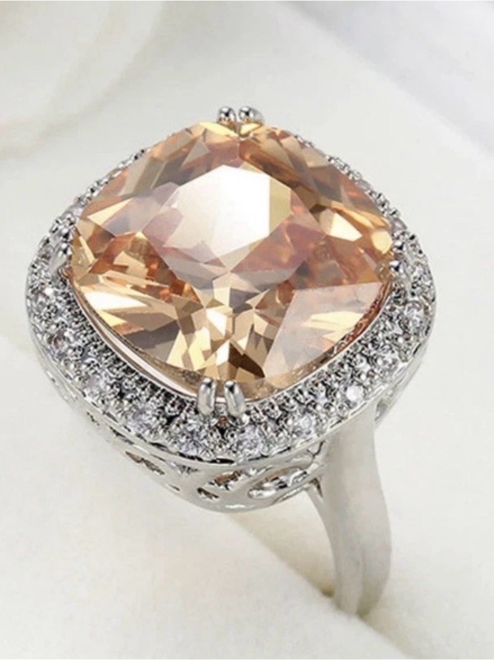 6 Champagne Topaz Ring 925 Sterling Band